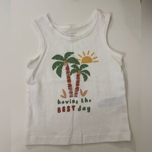 Primark Kids White Tank Top with Palm Tree and Sun Graphic